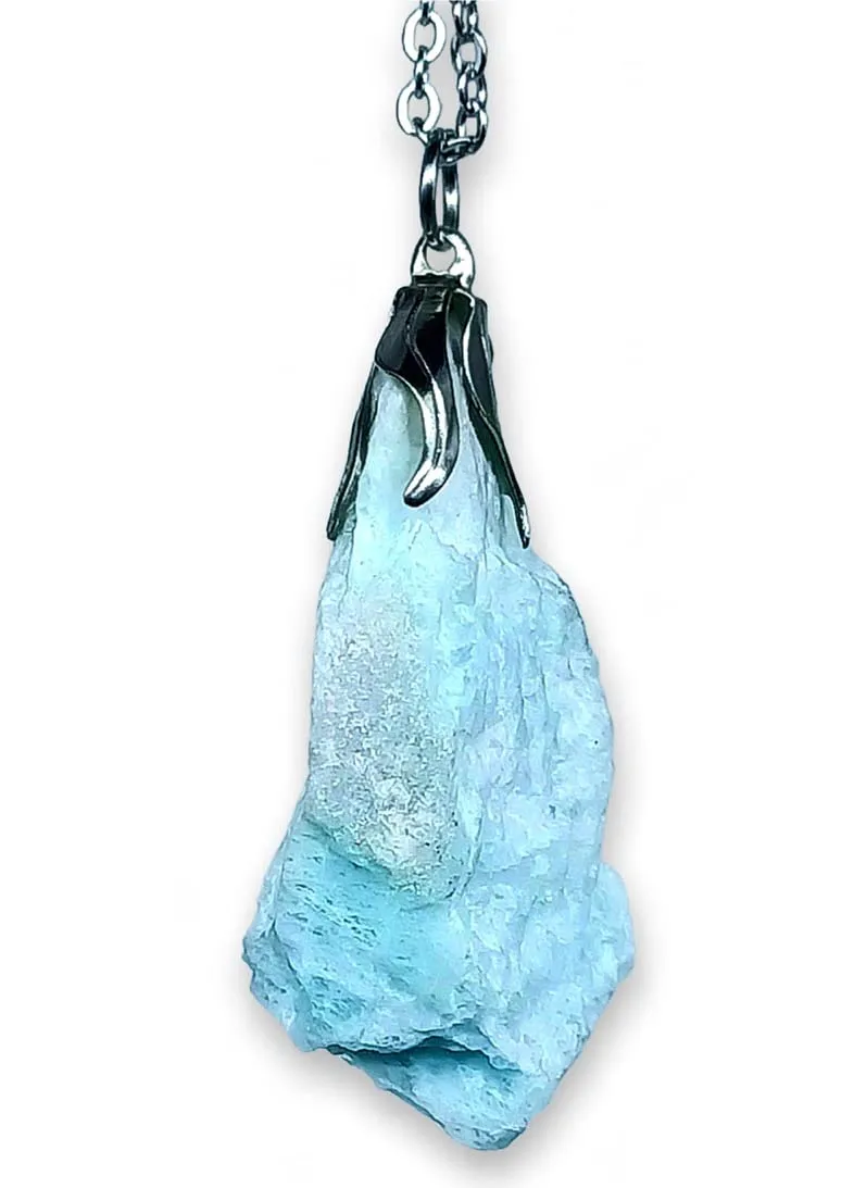 TENET Ciondolo Pendente in Amazonite Grezza con Catenina in Acciaio Inossidabile - immagine 1