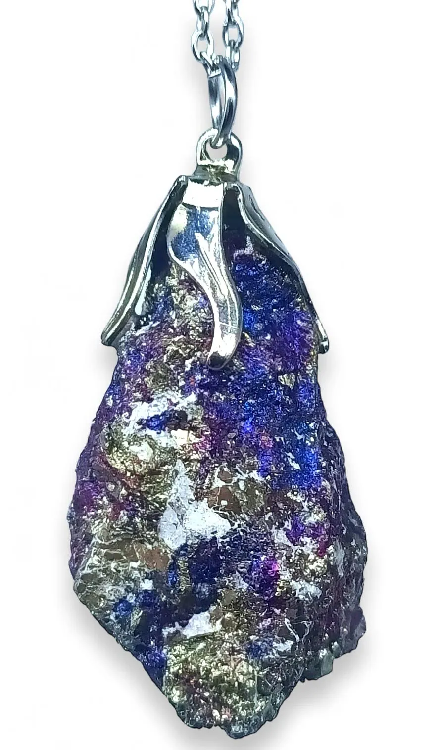 TENET Collana con Ciondolo in Calcopirite Grezza e Catenina in Acciaio Inossidabile - immagine 1