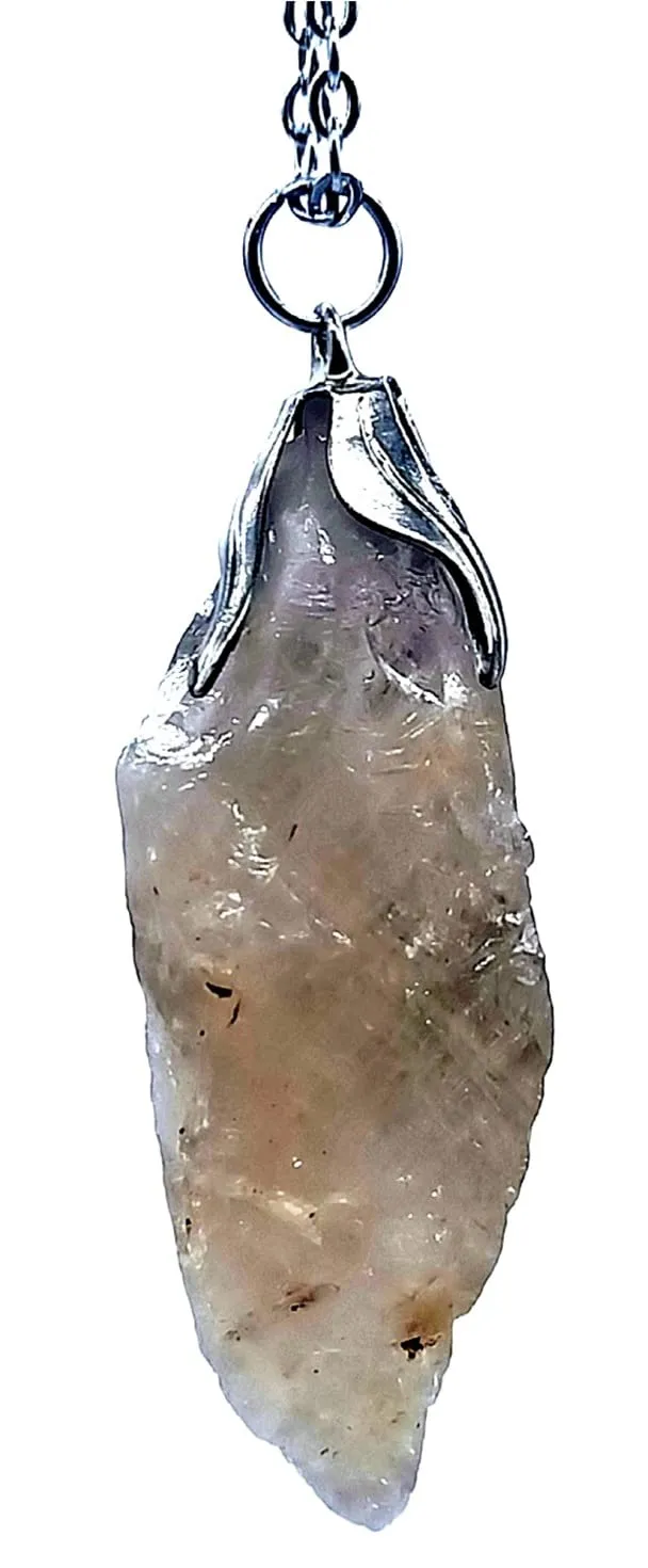 TENET Ciondolo Pendente Quarzo Affumicato Grezzo con Catenina in Acciaio Inossidabile - immagine 1