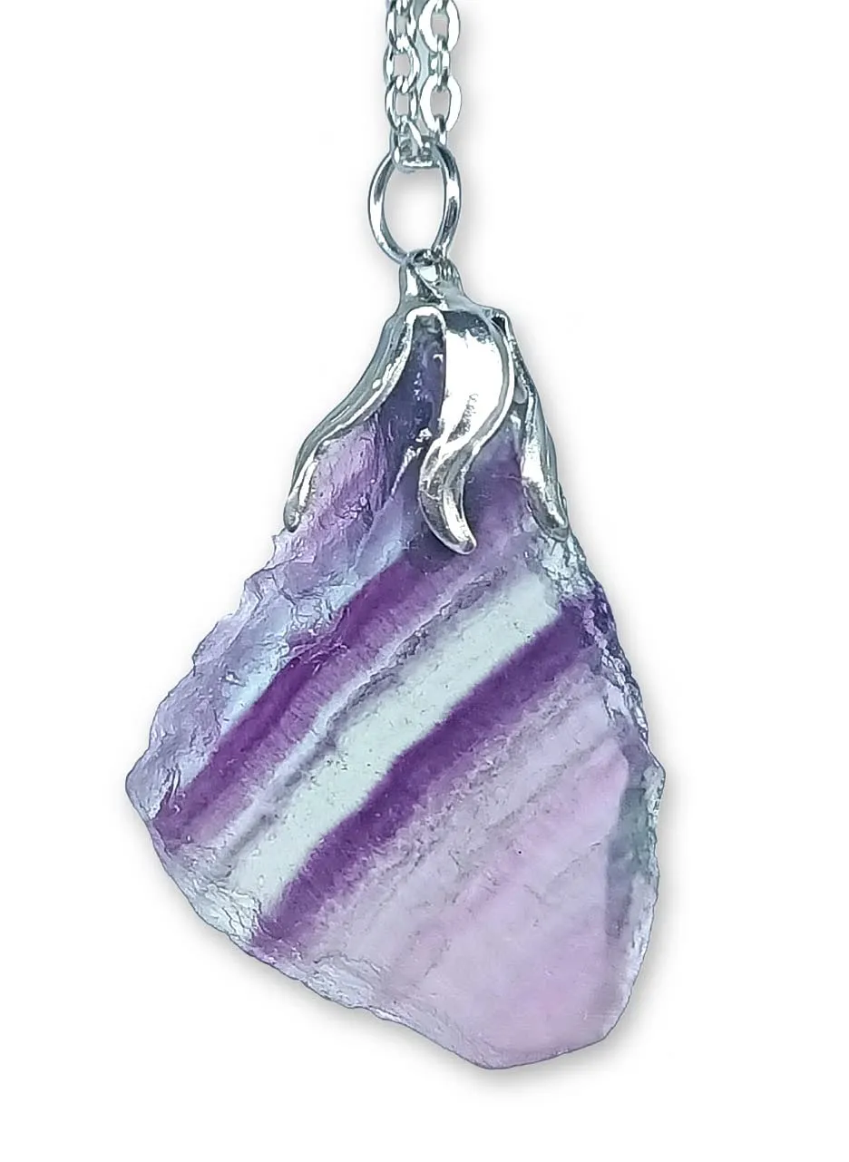 TENET Ciondolo Pendente in Fluorite con Catenina in Acciaio Inossidabile - immagine 1
