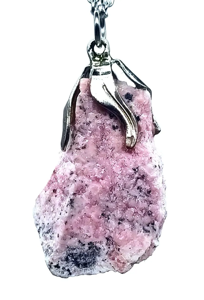 TENET Ciondolo Pendente in Rodonite Grezza con Catenina in Acciaio Inossidabile - immagine 1