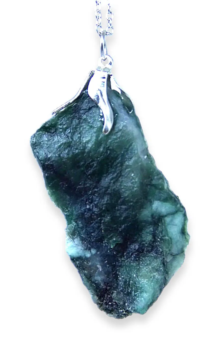 TENET Ciondolo Pendente in Smeraldo Grezzo con Catenina in Acciaio Inossidabile - immagine 1