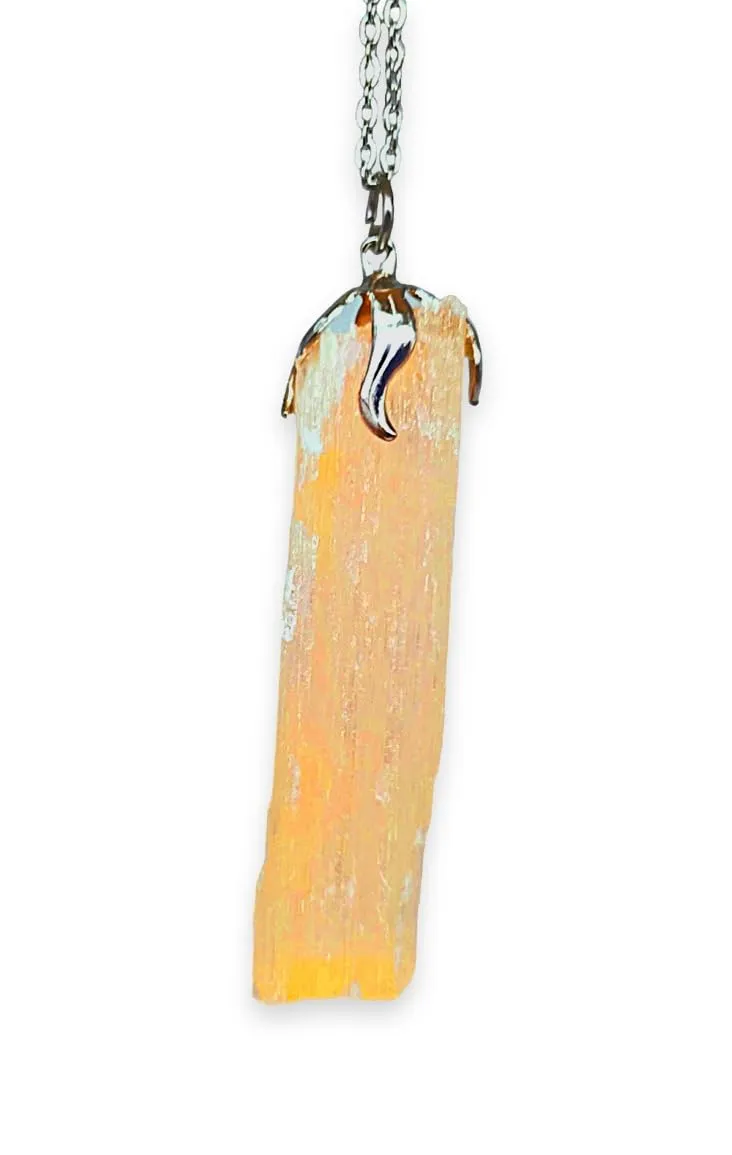 TENET Ciondolo Collana in Selenite Arancio Grezza - immagine 1