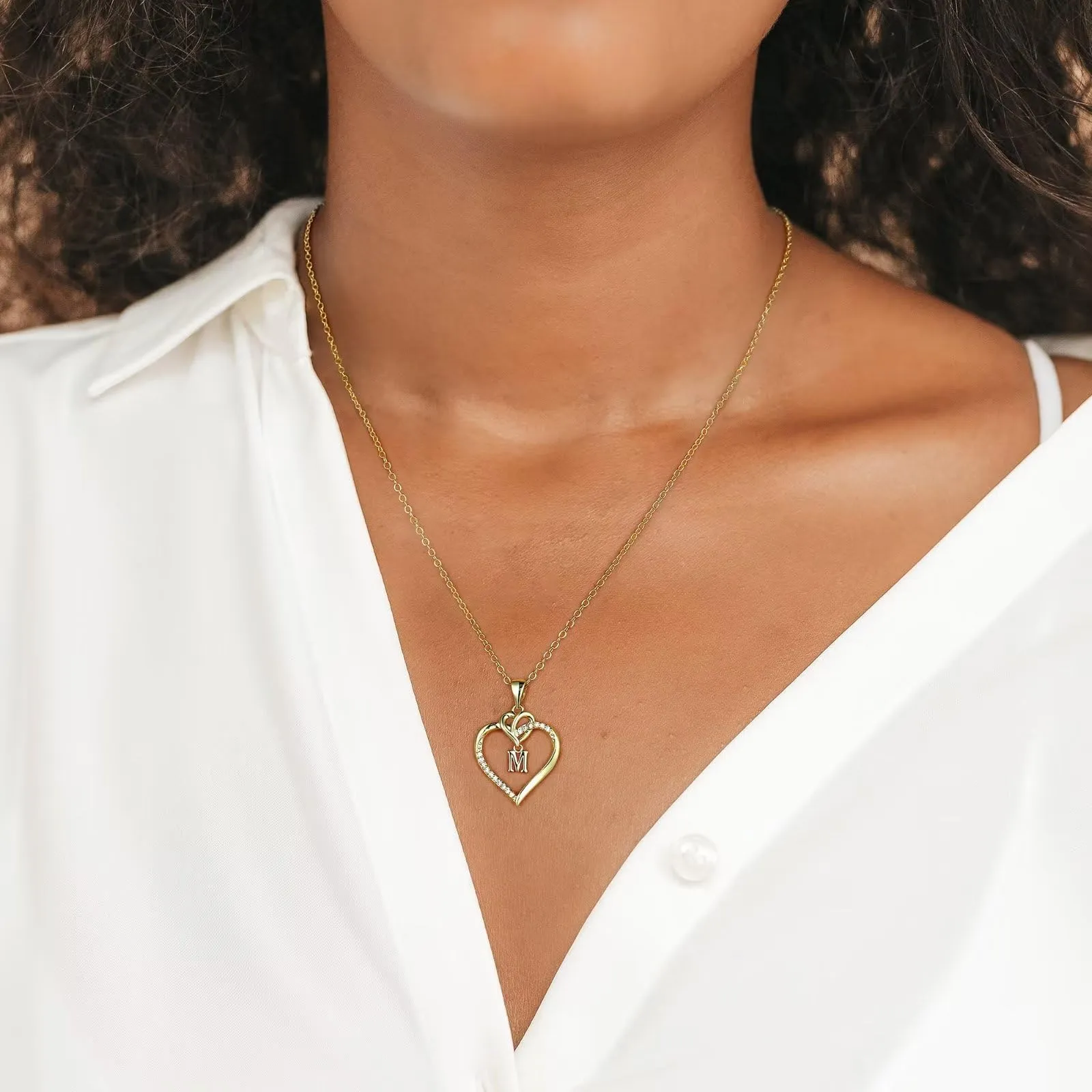 TINGN Collana con Ciondolo a Cuore e Iniziale H in Oro per Donna - immagine 4