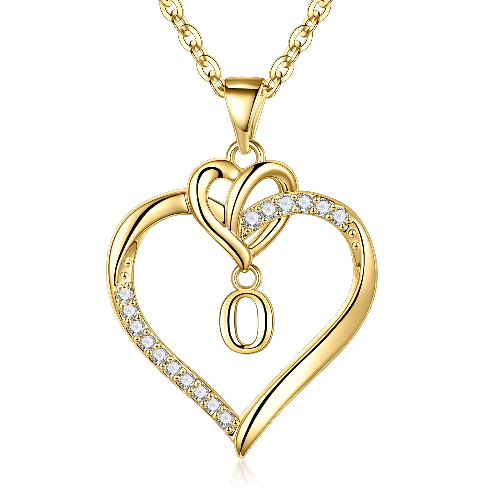 TINGN Collana con Iniziale O a Cuore Placcato in Oro 14K per Donne e Ragazze - immagine 1