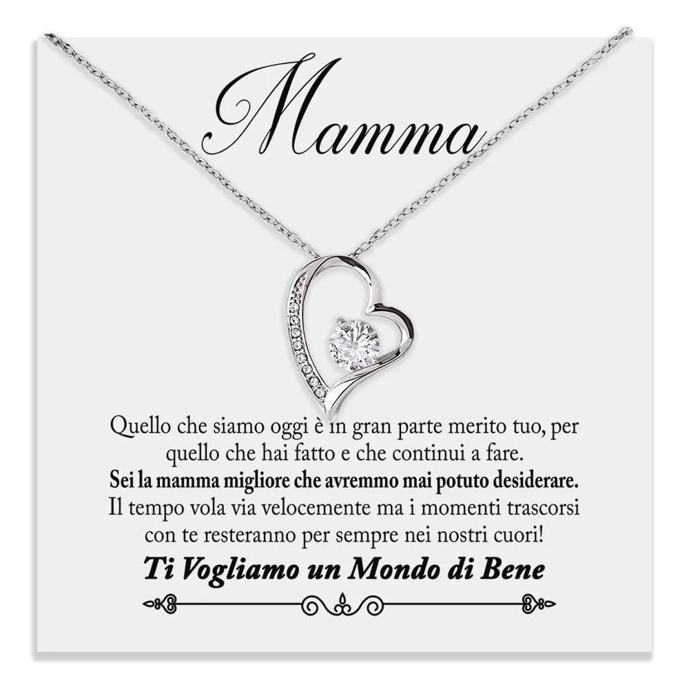NONNA PROFESSIONISTA Collana Cuore per Donna Mamma e Nonna, Finitura in Oro Bianco con Zirconia e Cofanetto con Dedica - immagine 1