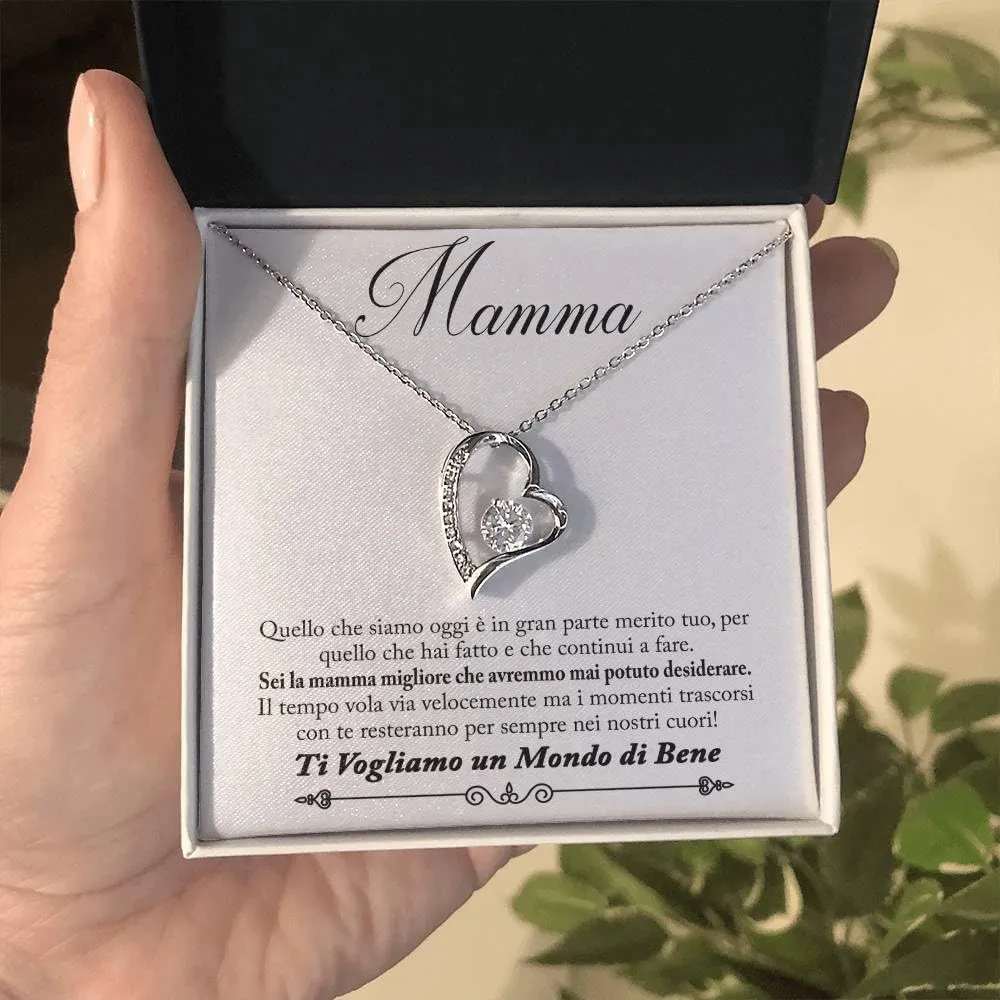 NONNA PROFESSIONISTA Collana Cuore per Donna Mamma e Nonna, Finitura in Oro Bianco con Zirconia e Cofanetto con Dedica - immagine 2