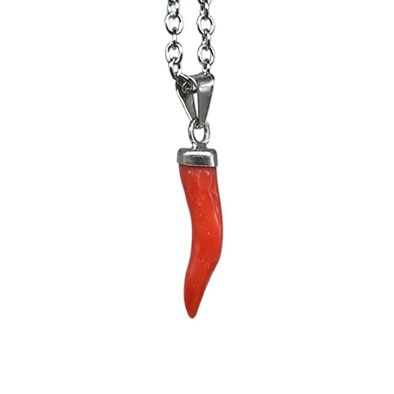 TENET Ciondolo Pendente Corallo Rosso Vero con Cappello in Argento - immagine 1