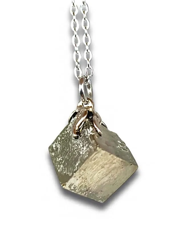 TENET Ciondolo Pendente in Pirite Cubo Naturale - immagine 1