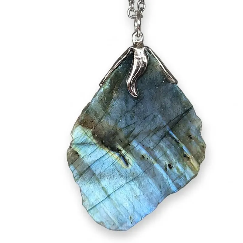 TENET Ciondolo Pendente in Labradorite Lastra con catenina in acciaio inossidabile - immagine 1
