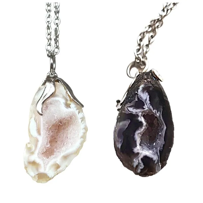 TENET Ciondolo Collana in Geode Agata e Pietre Semipreziose Artigianale - immagine 1