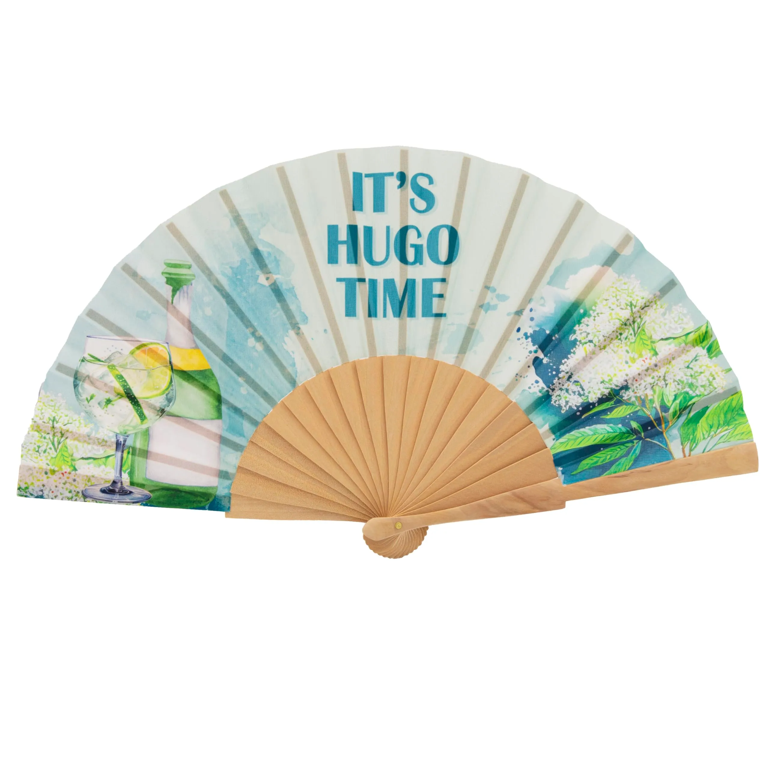 MAPIMANIA Ventaglio Pieghevole It's Hugo Time in Tessuto e Legno, Art. 726 - immagine 1