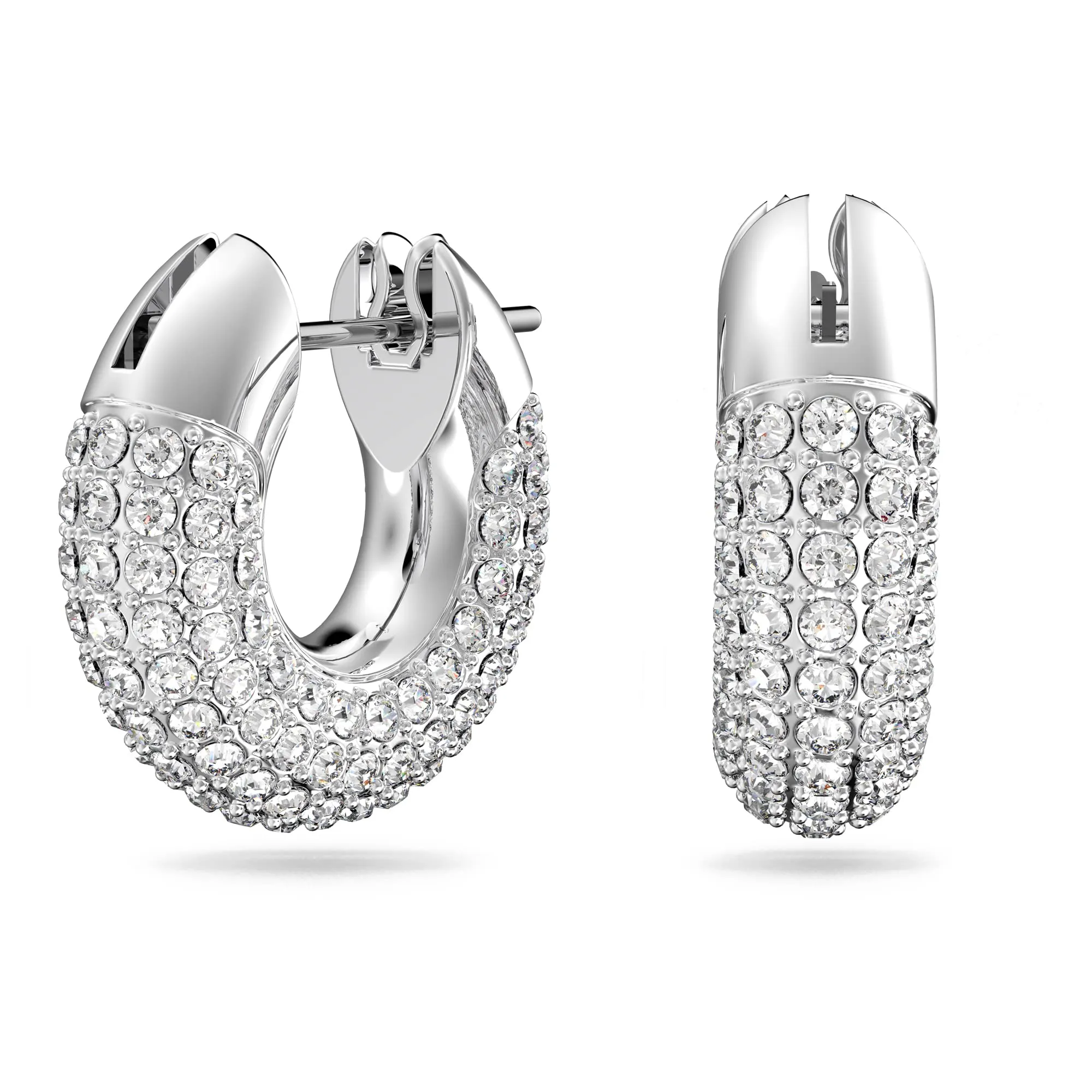 Swarovski Dextera Orecchini a cerchio, Piccoli, Bianchi, Placcato rodio - immagine 1