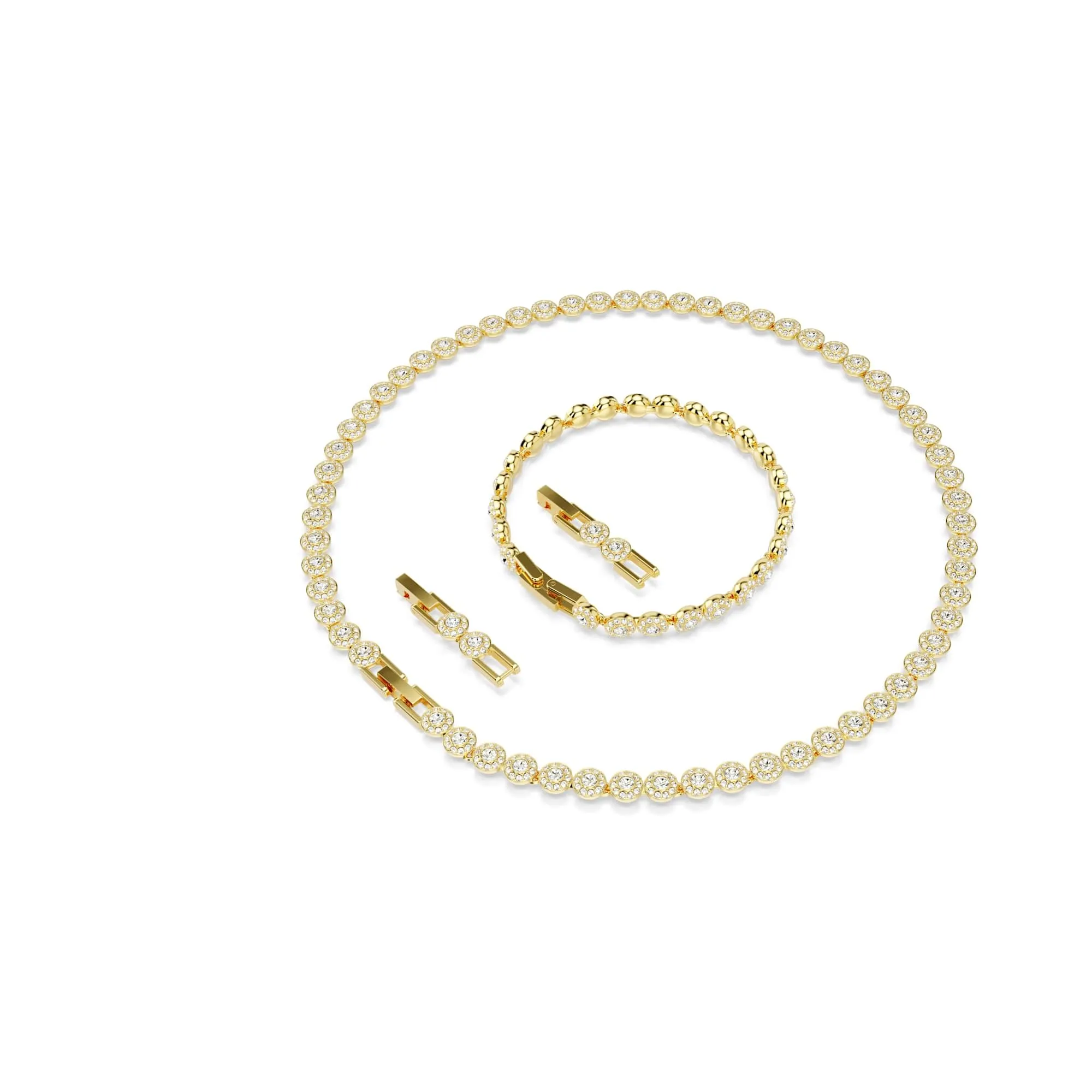 Swarovski Una Angelic Set Collana e Bracciale Tennis, Cristalli Bianchi, Placcatura in Tonalità Oro - immagine 8