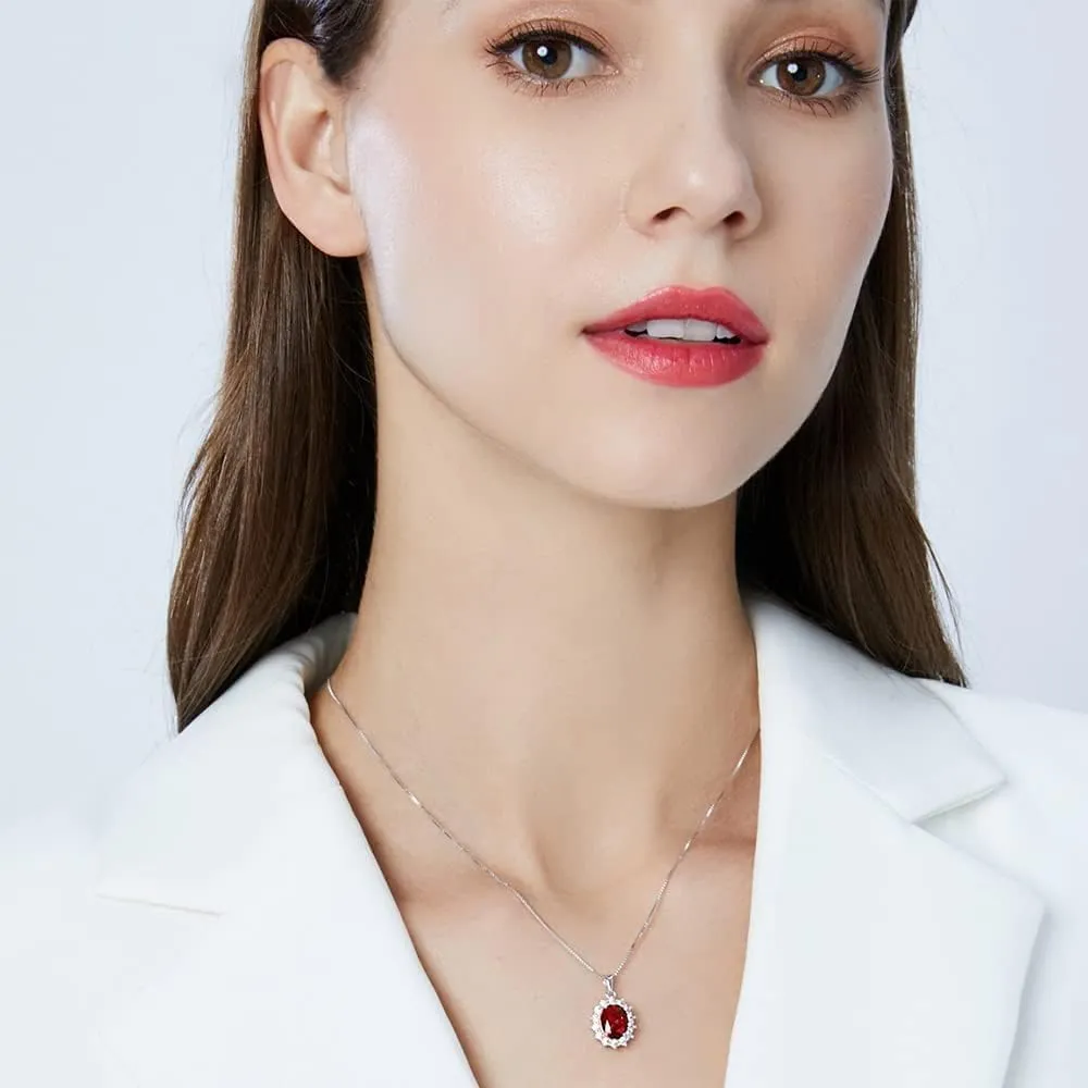 FFWTPY Parure Gioielli Donna Rubino Cristallo Ovale Collana Orecchini e Anello - immagine 2