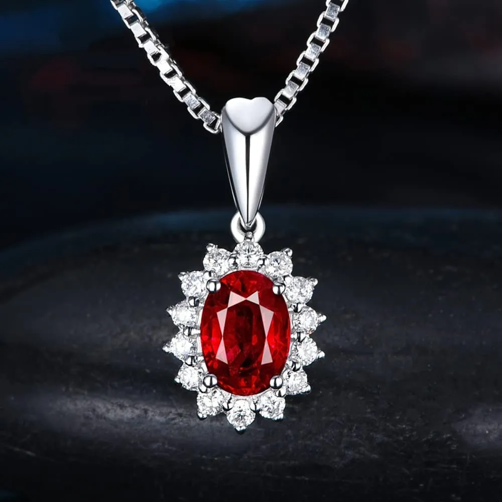 FFWTPY Parure Gioielli Donna Rubino Cristallo Ovale Collana Orecchini e Anello - immagine 7