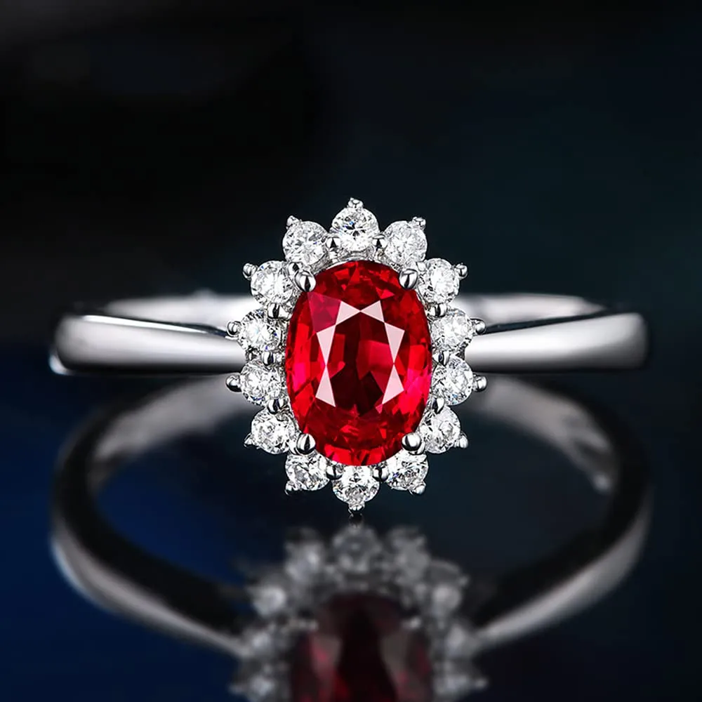 FFWTPY Parure Gioielli Donna Rubino Cristallo Ovale Collana Orecchini e Anello - immagine 8
