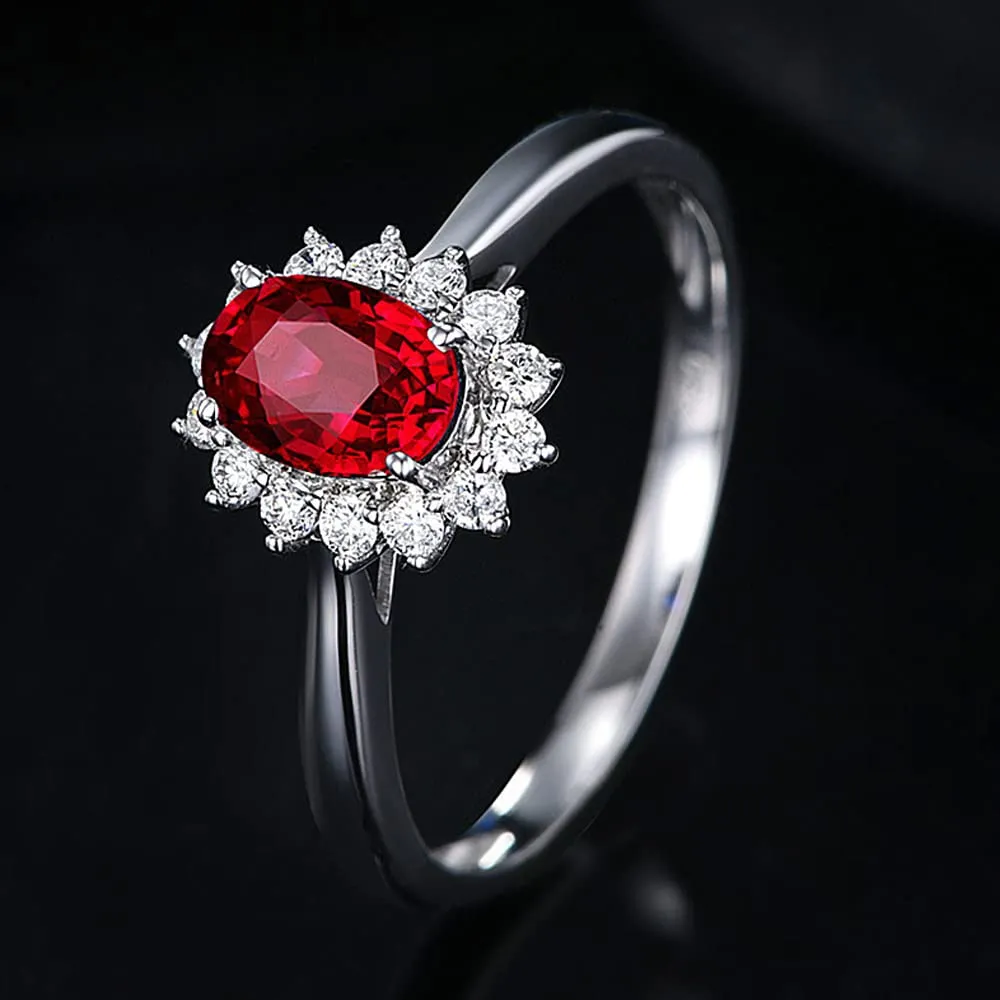 FFWTPY Parure Gioielli Donna Rubino Cristallo Ovale Collana Orecchini e Anello - immagine 9