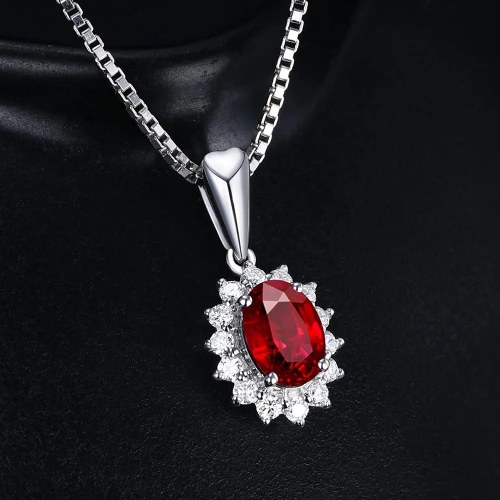 FFWTPY Parure Gioielli Donna Rubino Cristallo Ovale Collana Orecchini e Anello - immagine 10