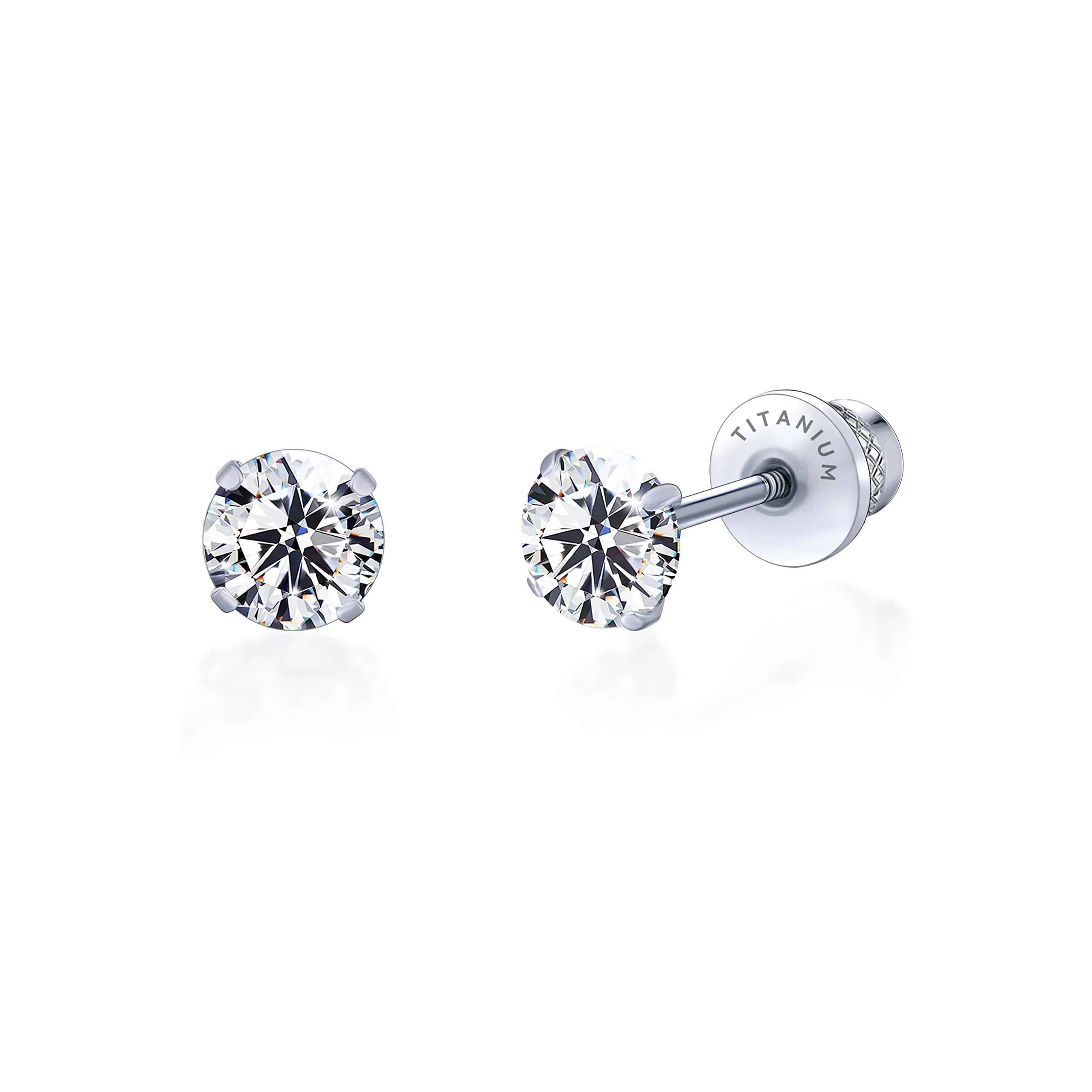 Limerencia G23 Orecchini in Titanio con Zircone Cubica, 5mm, Bianco - immagine 1