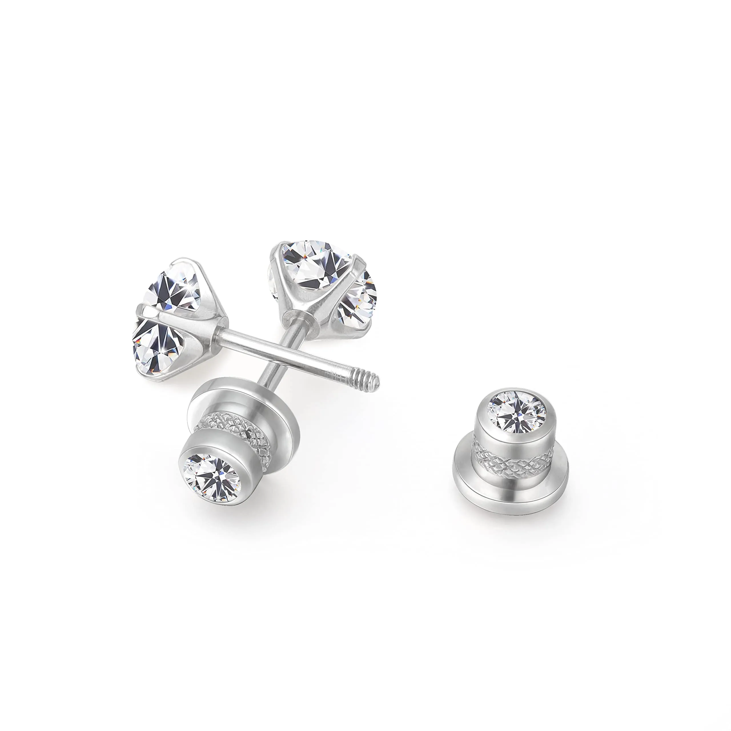 Limerencia G23 Orecchini in Titanio con Zircone Cubica, 5mm, Bianco - immagine 9