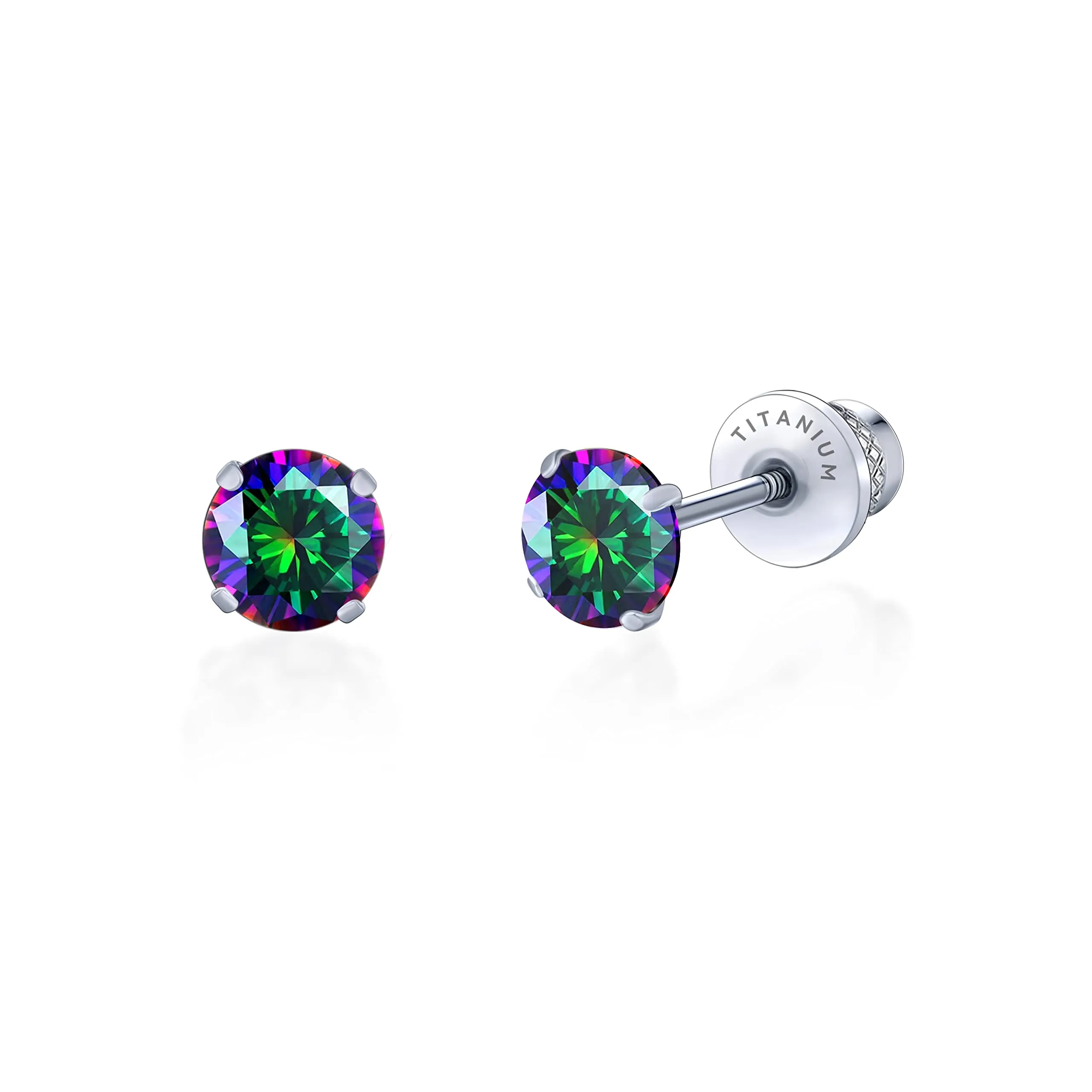 Limerencia G23 Orecchini in Titanio con Zircone Cubica e Retro a Vite, 5mm - immagine 1