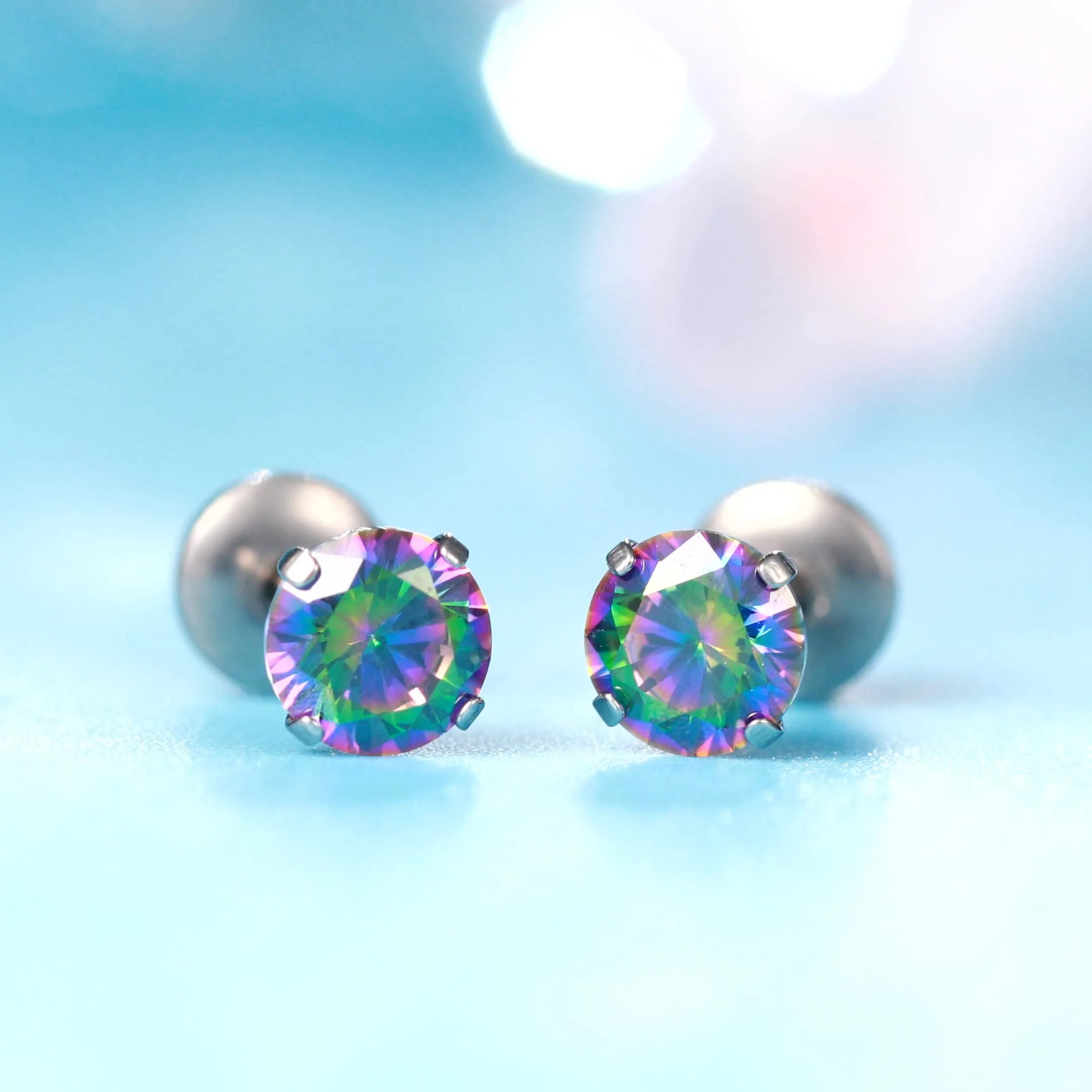 Limerencia G23 Orecchini in Titanio con Zircone Cubica e Retro a Vite, 5mm - immagine 7