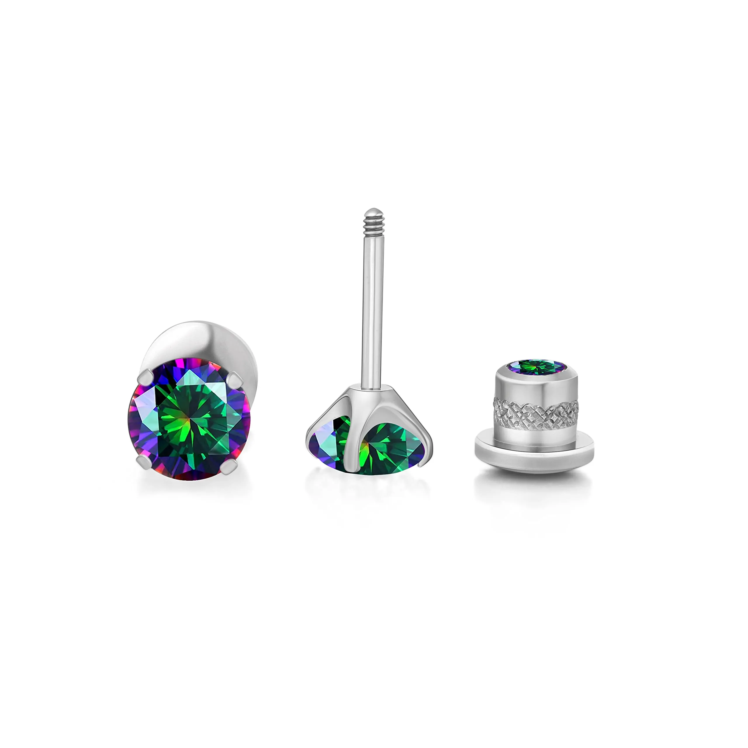 Limerencia G23 Orecchini in Titanio con Zircone Cubica e Retro a Vite, 5mm - immagine 9