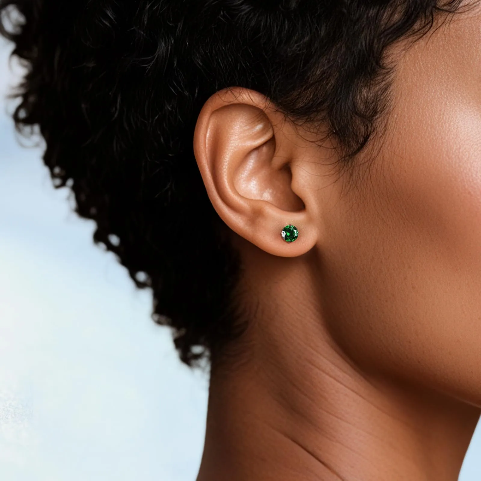 Limerencia G23 Orecchini in Titanio con Zircone Cubica, 5mm, Verde - immagine 5