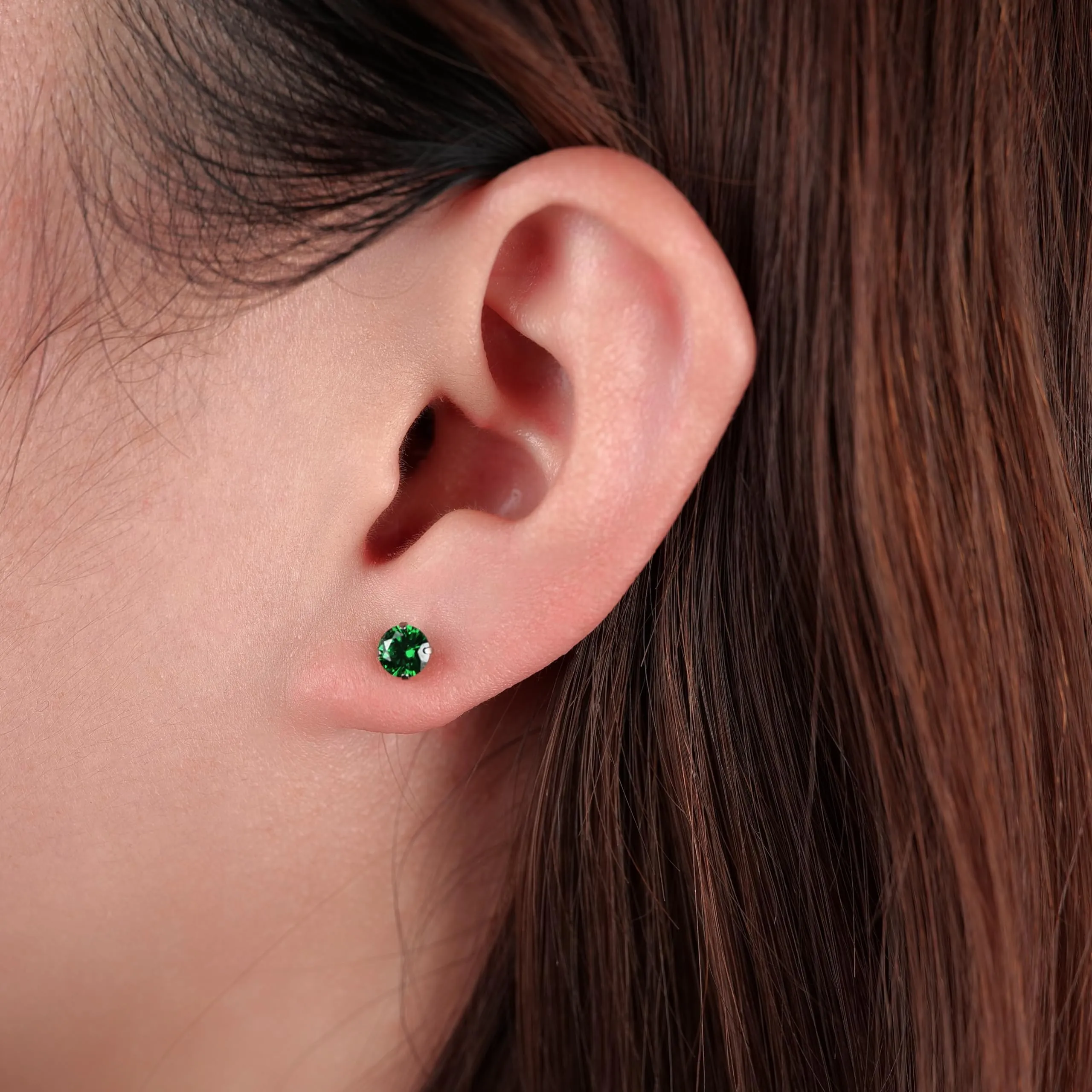 Limerencia G23 Orecchini in Titanio con Zircone Cubica, 5mm, Verde - immagine 6