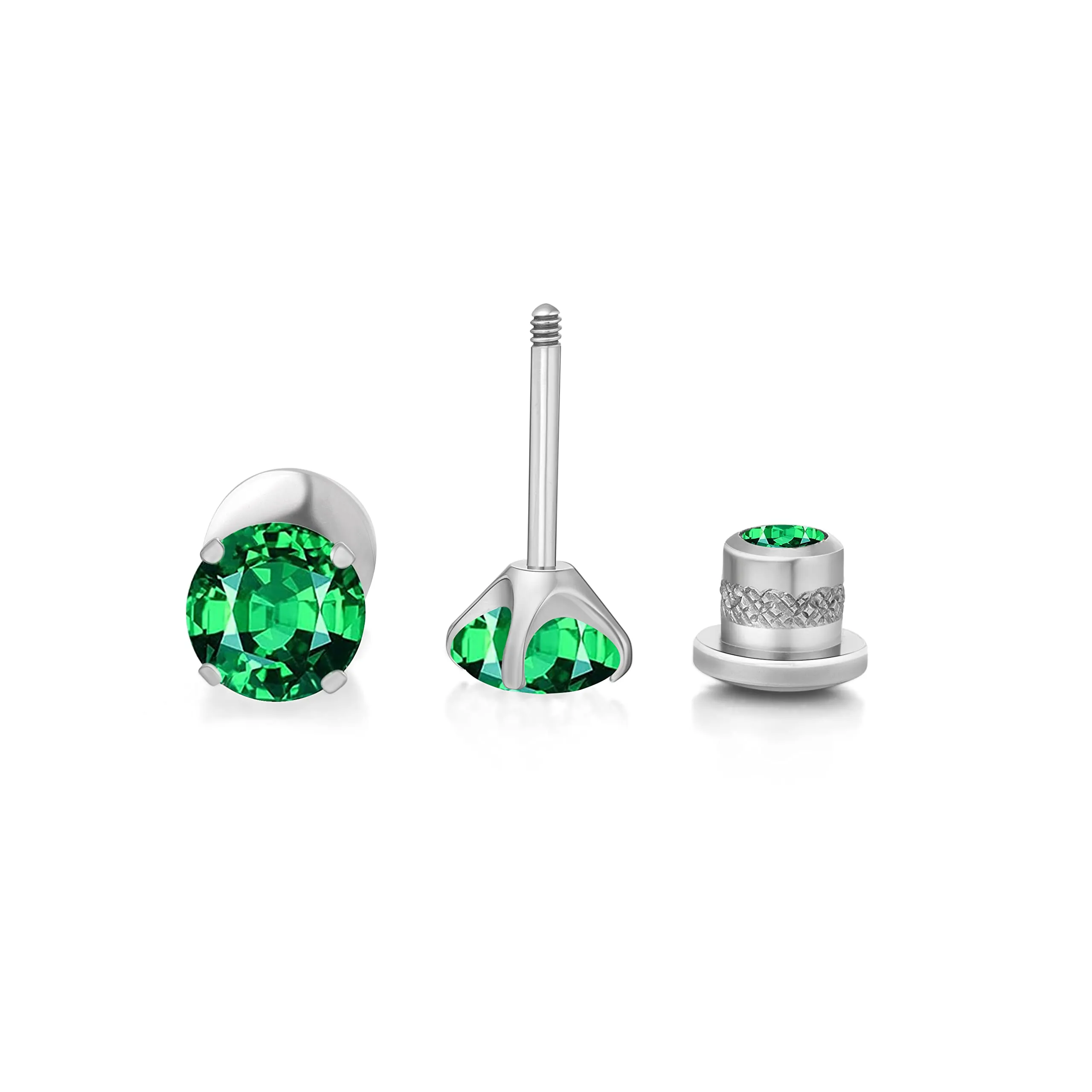 Limerencia G23 Orecchini in Titanio con Zircone Cubica, 5mm, Verde - immagine 9