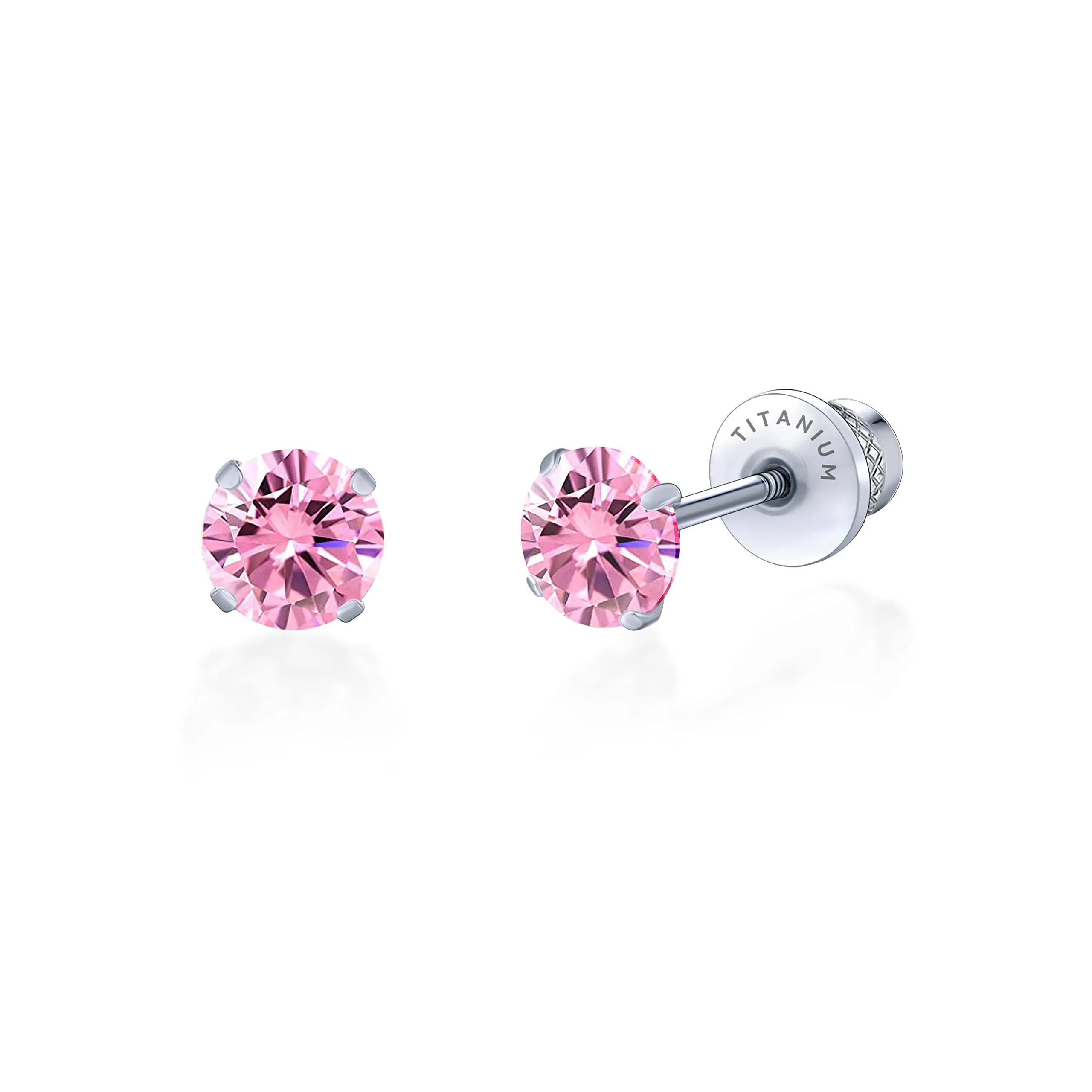 Limerencia G23 Orecchini in Titanio con Zircone Cubica, Rosa, 5mm - immagine 1