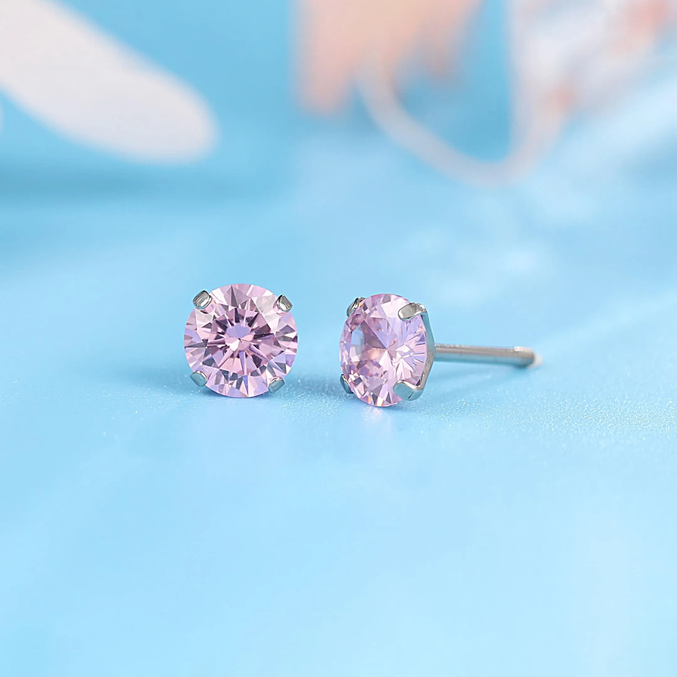 Limerencia G23 Orecchini in Titanio con Zircone Cubica, Rosa, 5mm - immagine 8