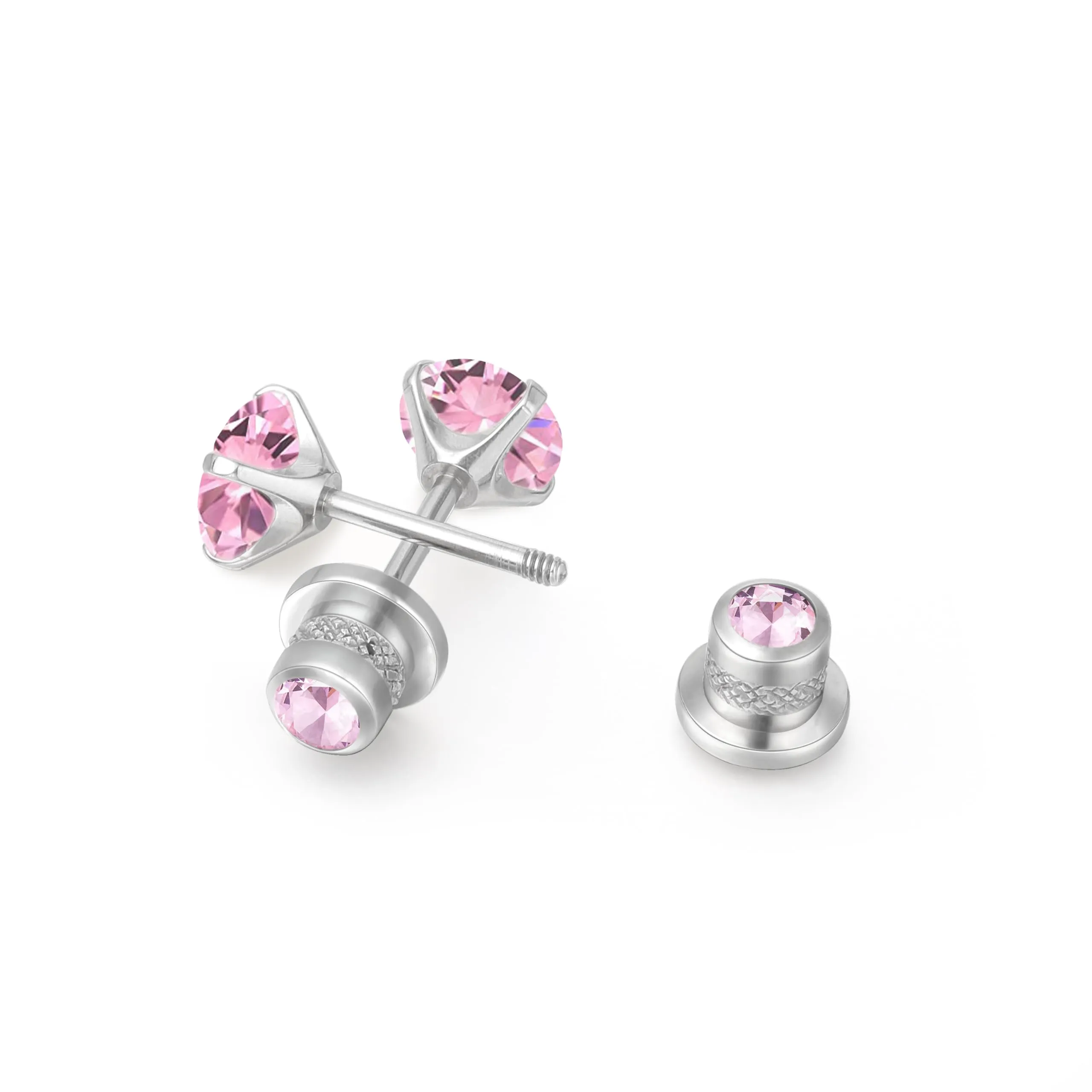 Limerencia G23 Orecchini in Titanio con Zircone Cubica, Rosa, 5mm - immagine 9