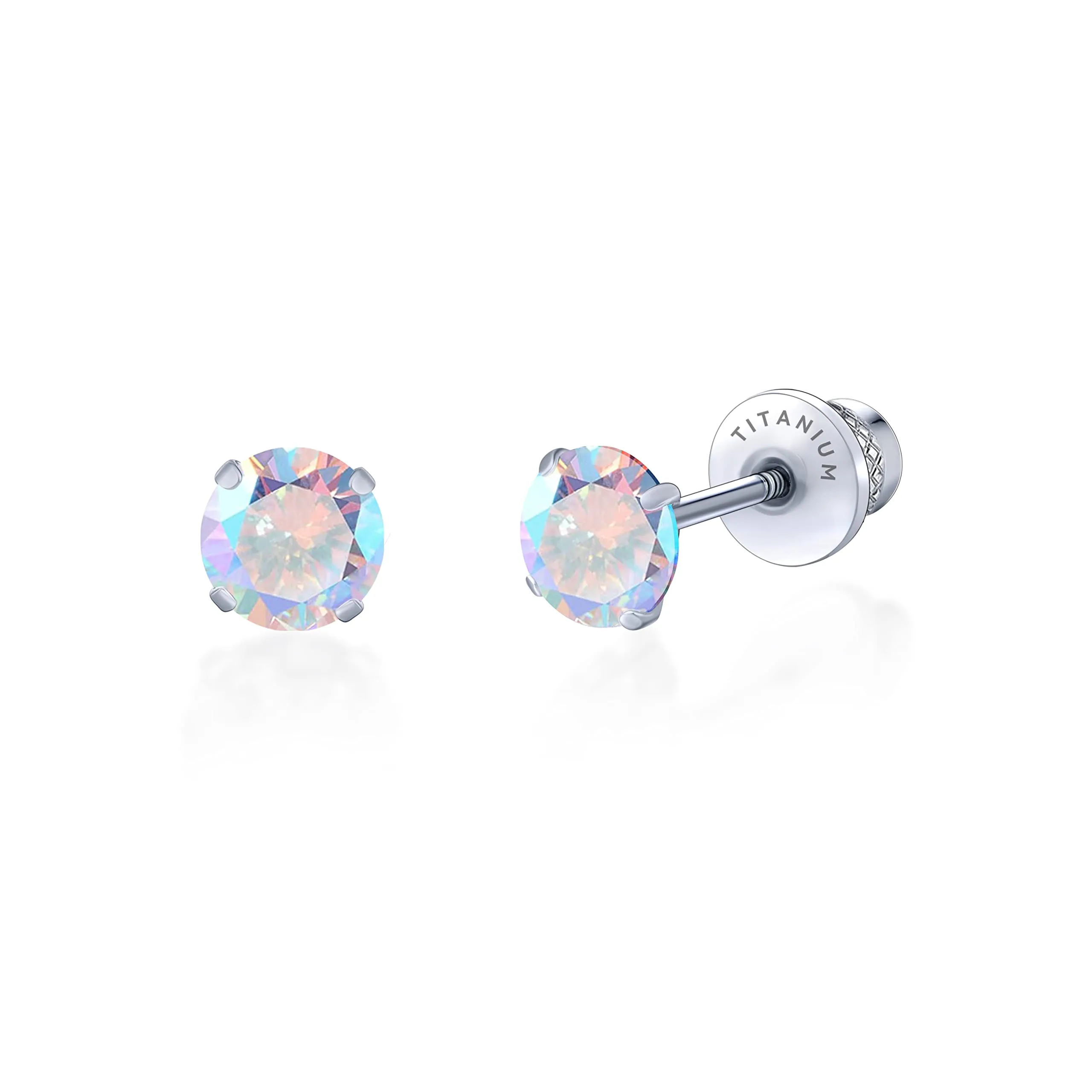 Limerencia G23 Orecchini in Titanio con Zircone Cubica, 5mm, Aurora Boreale - immagine 1