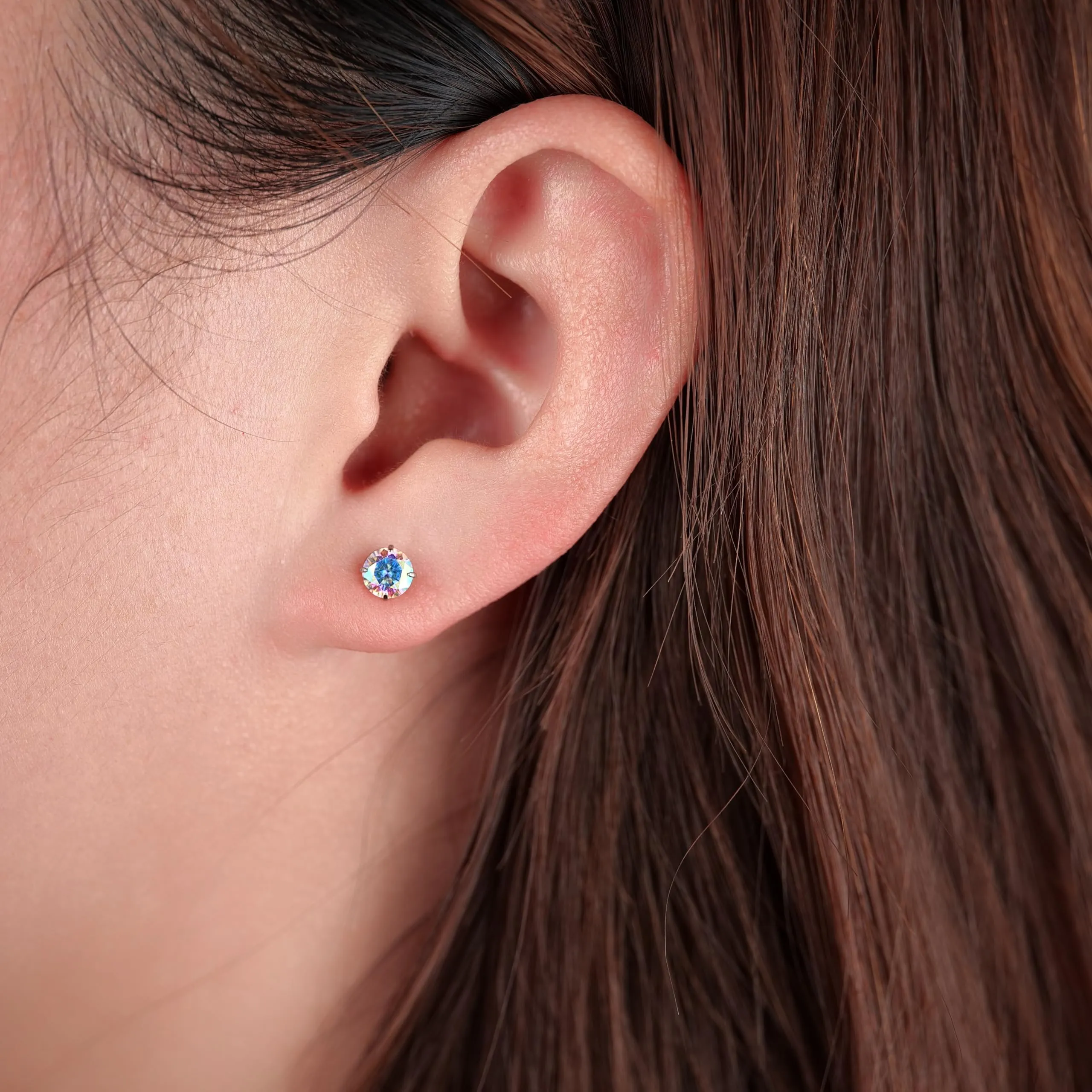 Limerencia G23 Orecchini in Titanio con Zircone Cubica, 5mm, Aurora Boreale - immagine 6
