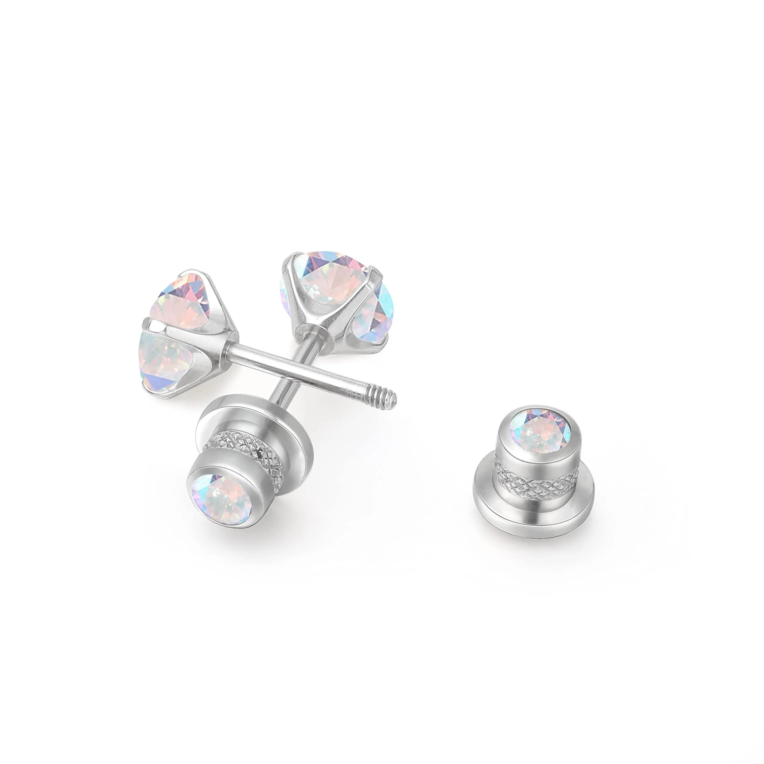 Limerencia G23 Orecchini in Titanio con Zircone Cubica, 5mm, Aurora Boreale - immagine 7