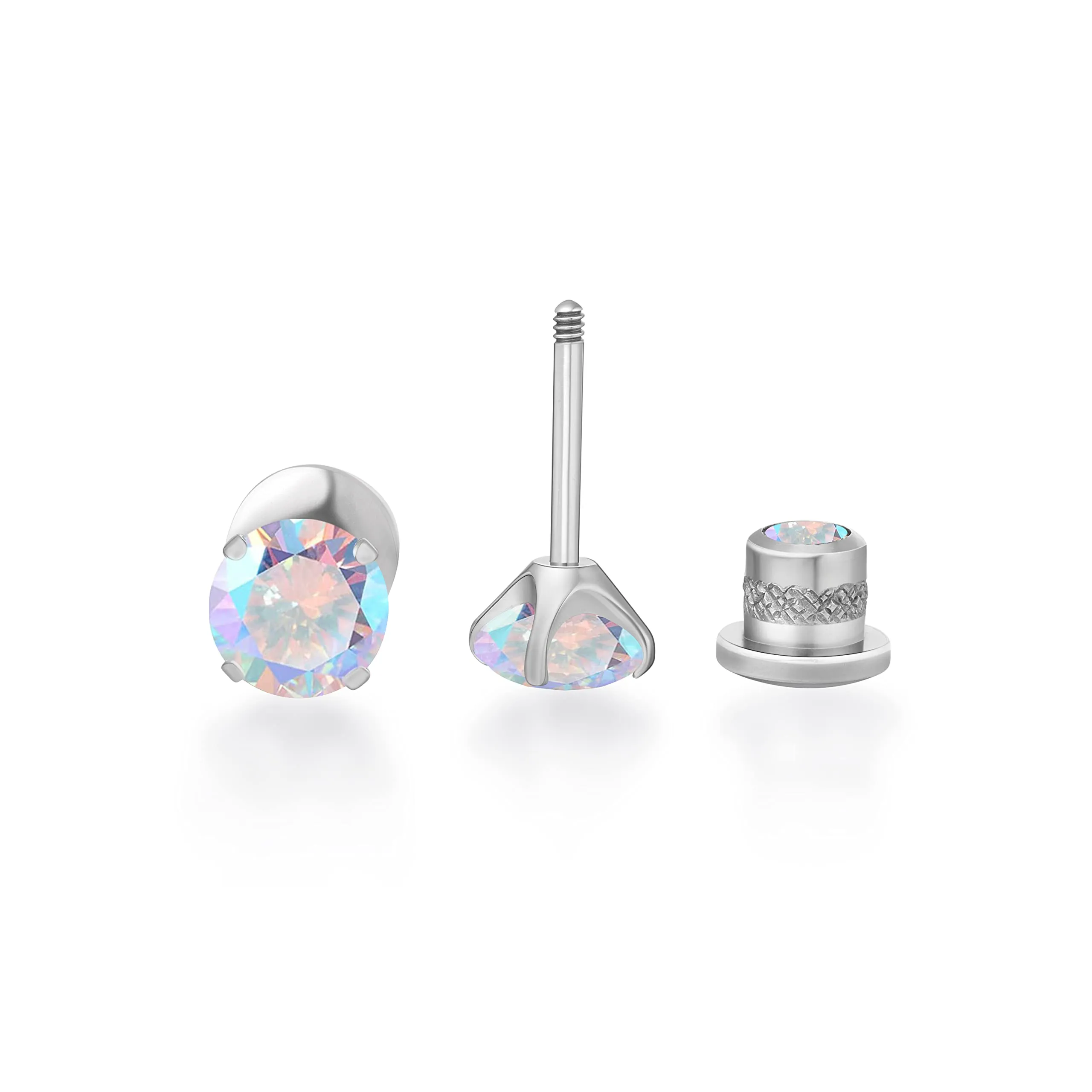 Limerencia G23 Orecchini in Titanio con Zircone Cubica, 5mm, Aurora Boreale - immagine 8