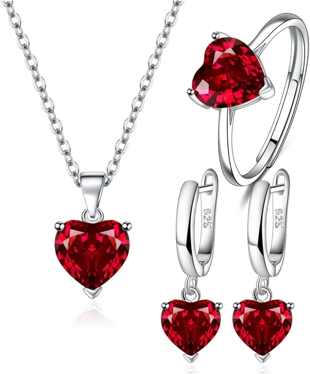 TOEECY Set Gioielli Cuore in Zirconia e Argento con Collana, Orecchini e Anello per Donna - immagine 1