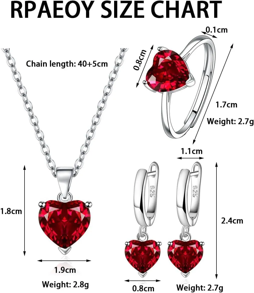 TOEECY Set Gioielli Cuore in Zirconia e Argento con Collana, Orecchini e Anello per Donna - immagine 2