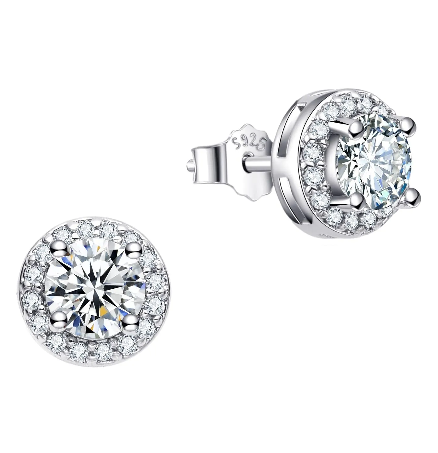 Dada Gioielli Orecchini in Argento 925 Rotondo 8mm Punto Luce con Zirconi Bianchi - immagine 1