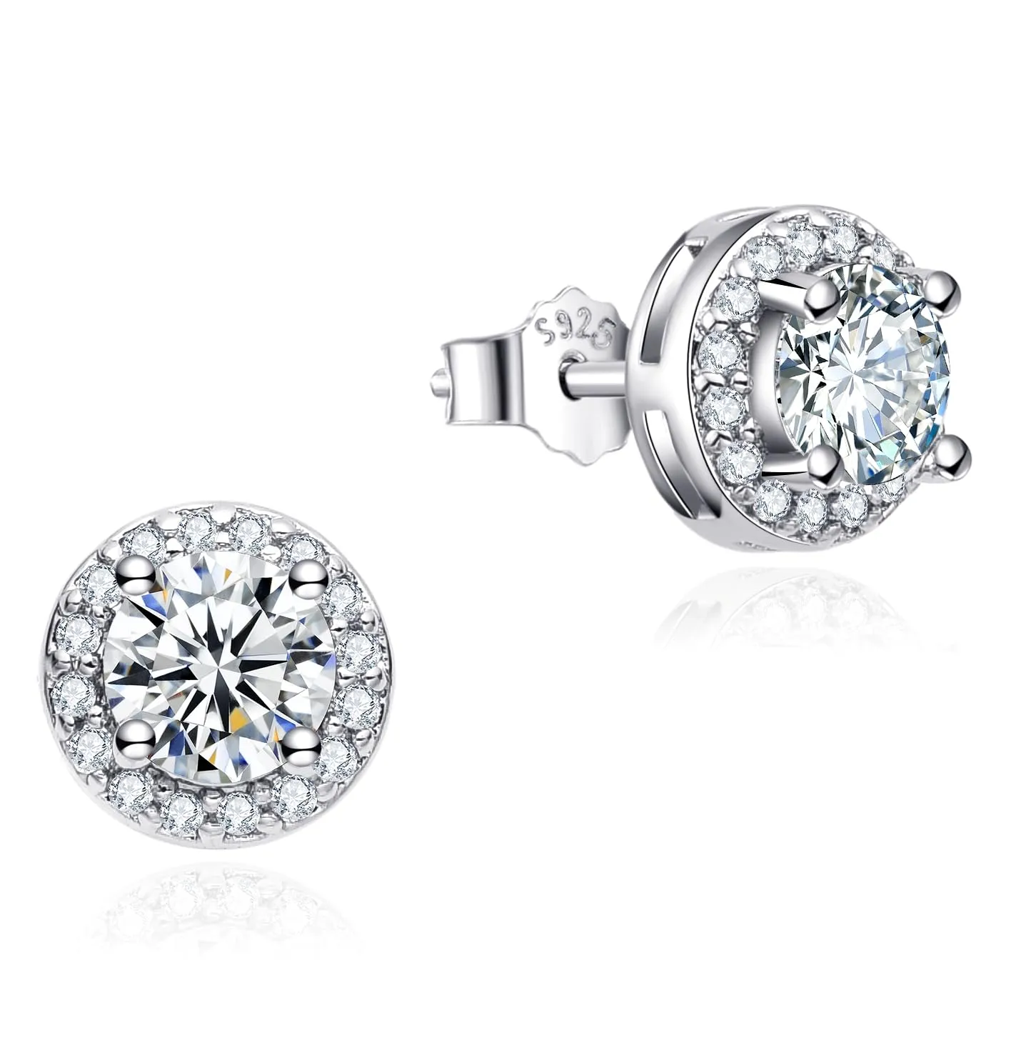 Dada Gioielli Orecchini in Argento 925 Rotondo 8mm Punto Luce con Zirconi Bianchi - immagine 3