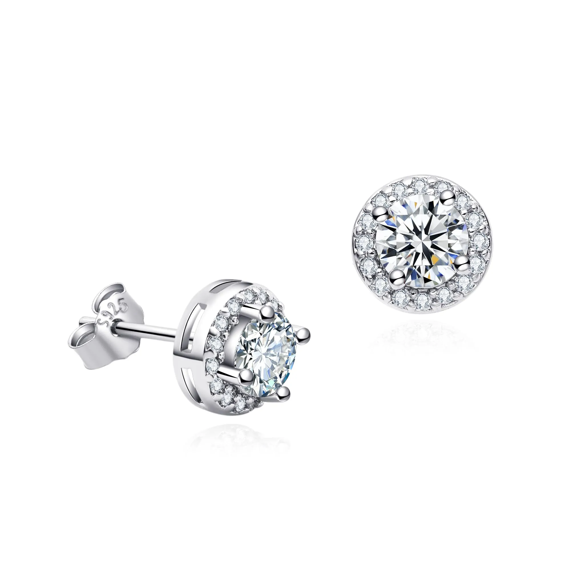 Dada Gioielli Orecchini in Argento 925 Rotondo 8mm Punto Luce con Zirconi Bianchi - immagine 8
