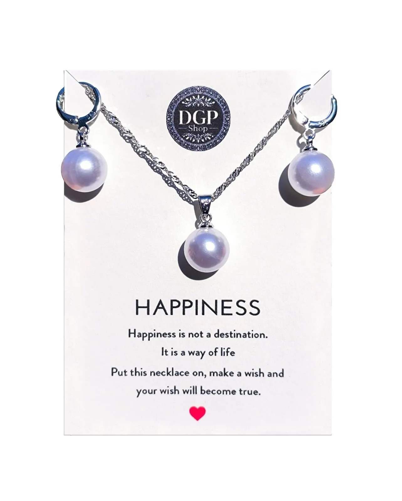 DGP Set Gioielli Happiness, Collana e Orecchini in Argento 925 e Perla Naturale - immagine 1