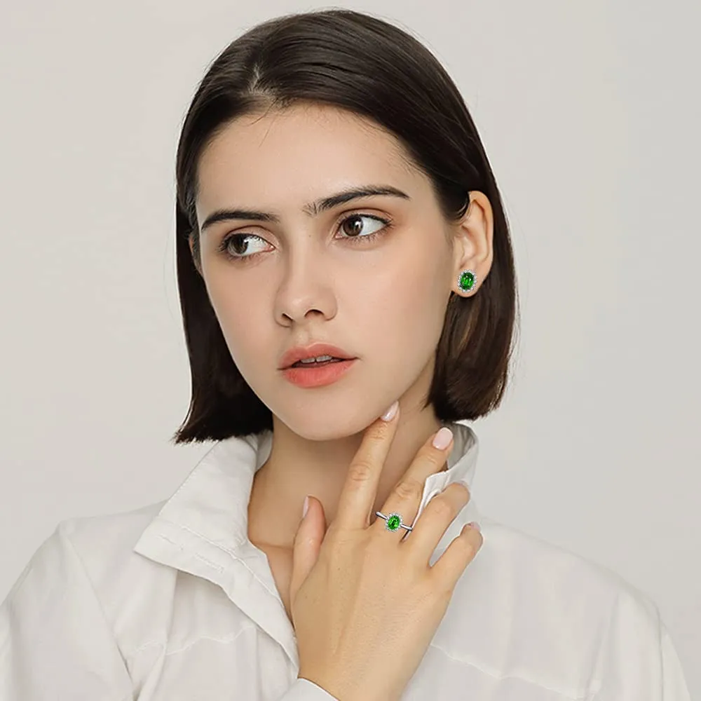FFWTPY Parure Gioielli Donna Ovale Rubino e Cristallo con Collana, Orecchini e Anello - immagine 4