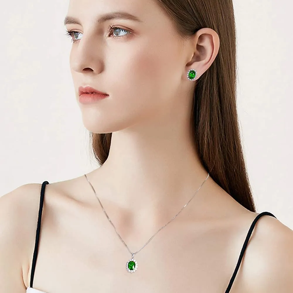 FFWTPY Parure Gioielli Donna Ovale Rubino e Cristallo con Collana, Orecchini e Anello - immagine 5