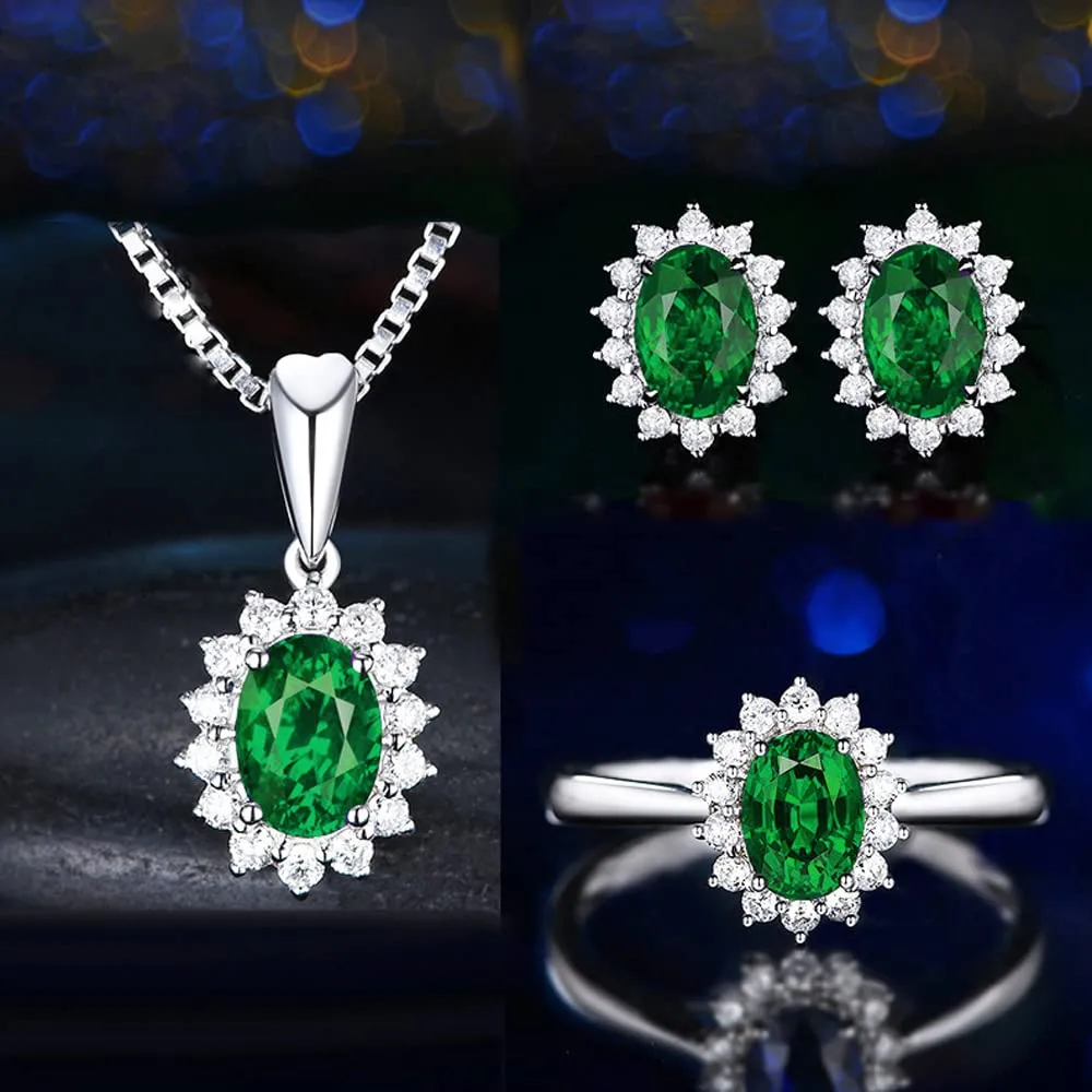 FFWTPY Parure Gioielli Donna Ovale Rubino e Cristallo con Collana, Orecchini e Anello - immagine 9