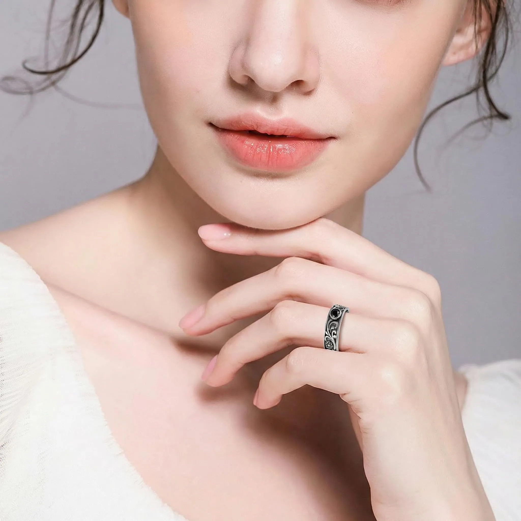 PHNIBIRD Anello da Uomo in Argento Sterling 925 con Turchese Naturale Modello Erba Spinello Misura Regolabile - immagine 6