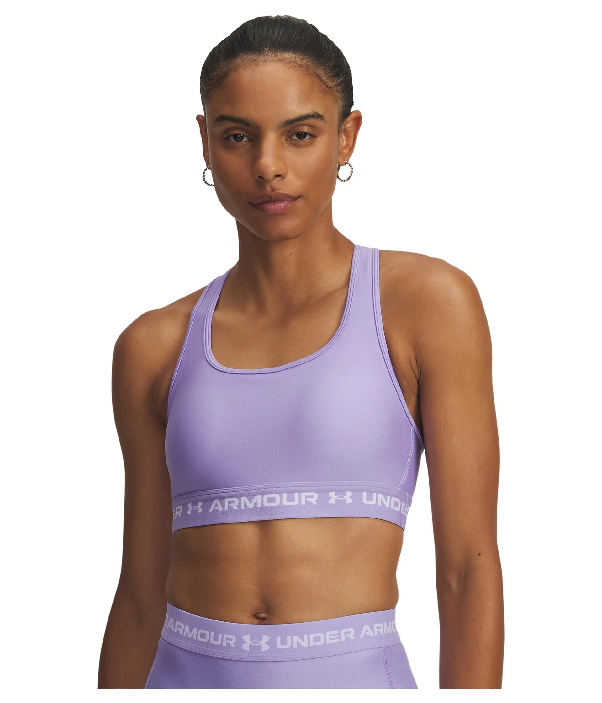 Under Armour Reggiseno sportivo da donna Crossback Mid Impact, Trasparente/Bianco, L - immagine 3