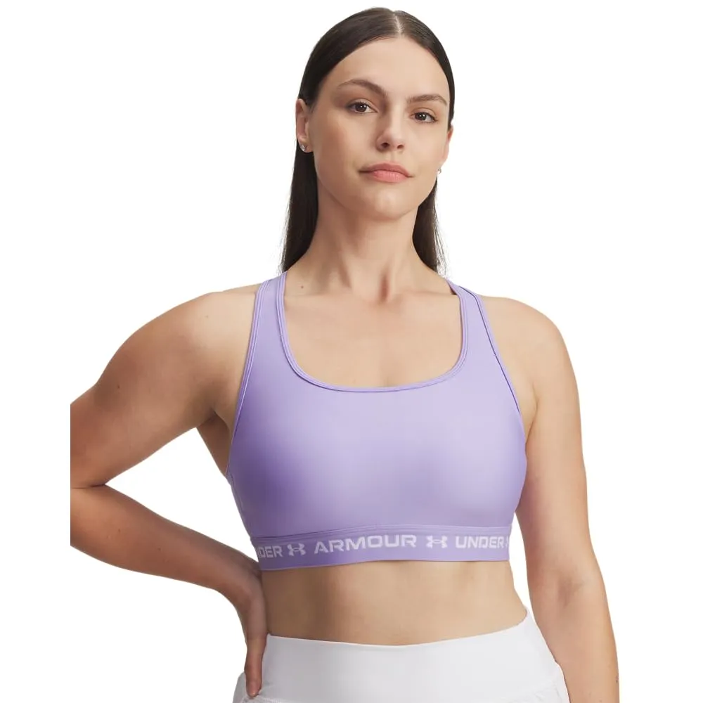 Under Armour Reggiseno sportivo da donna Crossback Mid Impact, Trasparente/Bianco, L - immagine 6